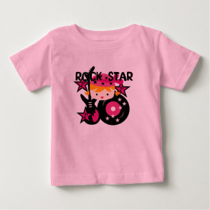 Camiseta Para Bebê Menina loura da estrela do rock