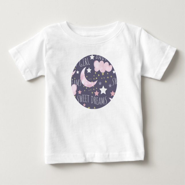 Camiseta Para Bebê Menina Lua de Sonhos Doces (Frente)