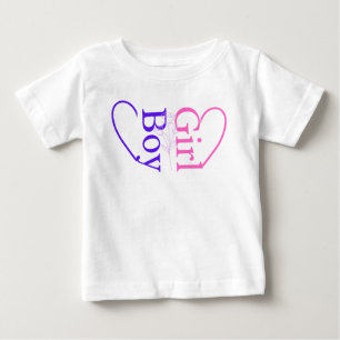 Camiseta Para Bebê Menina Menino Coração Bebê Revelação de Gêmeos