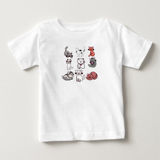 Camiseta Para Bebê Menina que Ama Gatos (Frente)