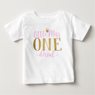 Camiseta Para Bebê Menina rosa e Dourada Uma Camiseta Bebê Derrogada