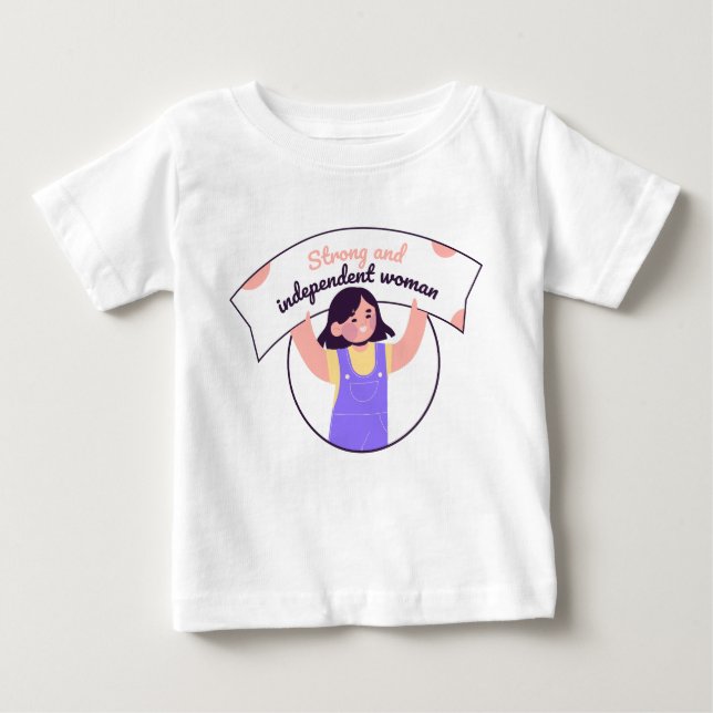 Camiseta Para Bebê Menina segurando um cartaz roxo (Frente)