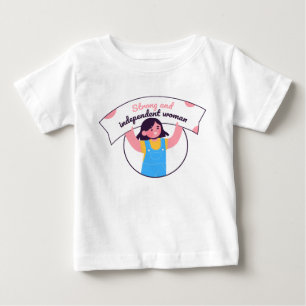 Camiseta Para Bebê Menina segurando um sinal azul