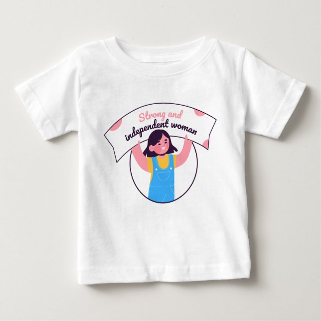 Camiseta Para Bebê Menina segurando um sinal azul (Frente)