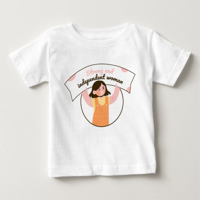 Camiseta Para Bebê Menina segurando um sinal laranja (Frente)