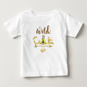 Camiseta Para Bebê Menina Selvagem Um Boho Primeiro Aniversário
