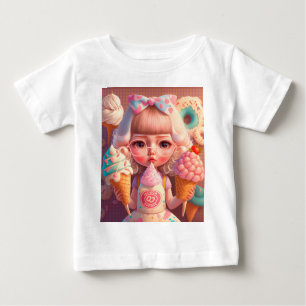 Camiseta Para Bebê Menina sorvete bonita