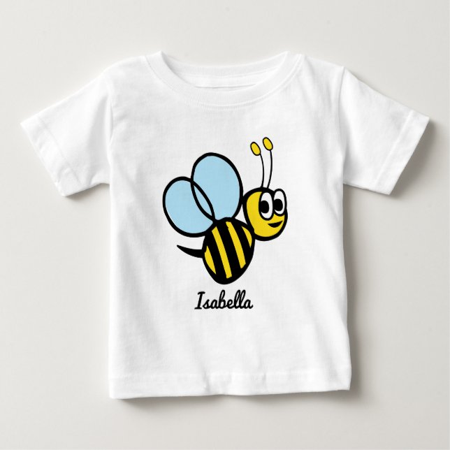 Camiseta Para Bebê Meninas Abelha Amarela Fofo Abelha Personalizado (Frente)