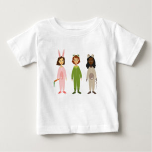 Camiseta Para Bebê Meninas bonitas do pijama tema amigos
