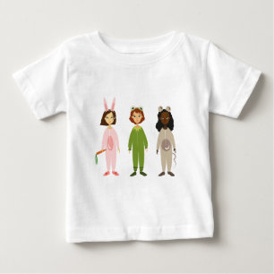 Camiseta Para Bebê Meninas bonitas do pijama tema amigos