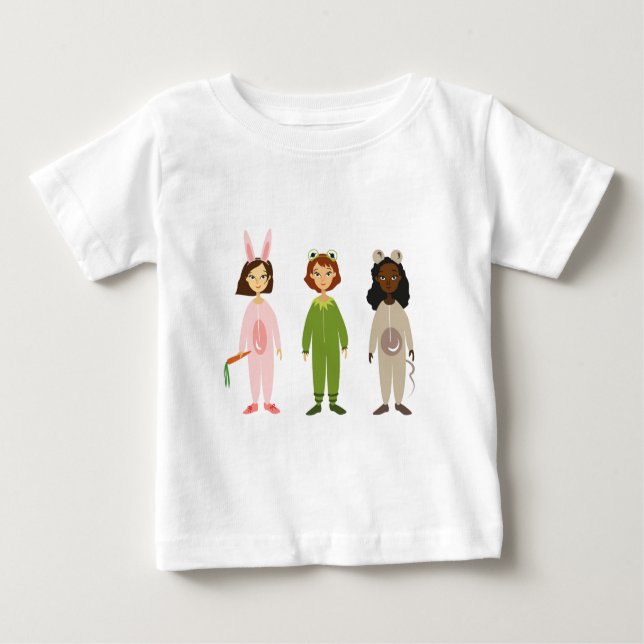 Camiseta Para Bebê Meninas bonitas do pijama tema amigos (Frente)