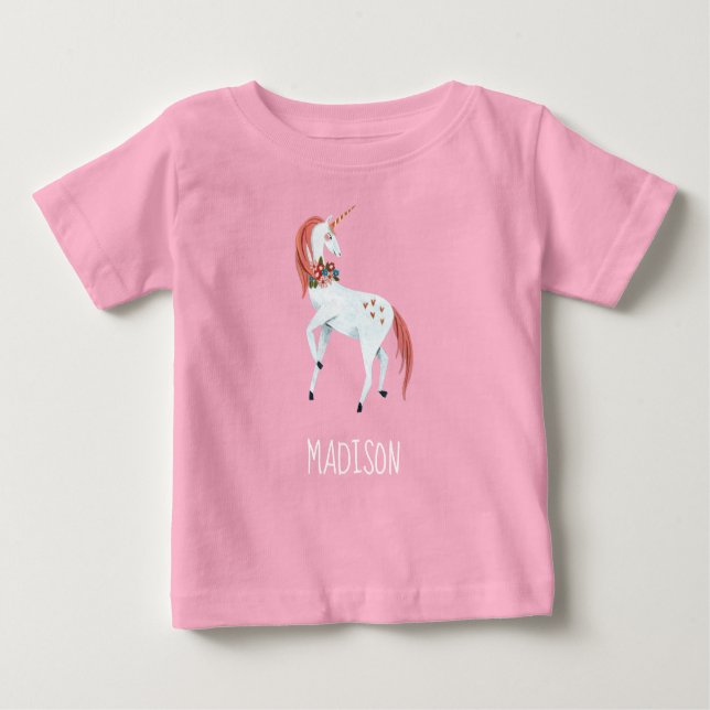 Camiseta Para Bebê Meninas bonitas do Unicórnio (Frente)