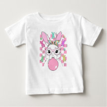 Meninas Bunny de Páscoa Rosa Xadrez Retrô
