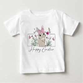 Camiseta Para Bebê Meninas Coelhinho da Páscoa Floral Primavera