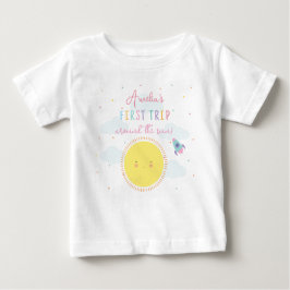 Camiseta Para Bebê Meninas Cortam A Primeira Viagem Em Torno Do Sol P