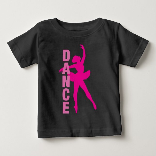 Camiseta Para Bebê Meninas Dança de Ballet Pink Quente (Frente)