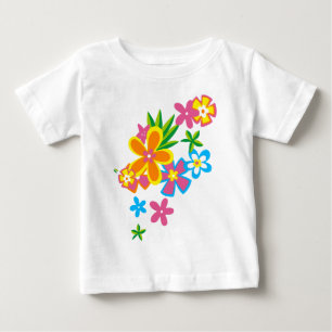 Camiseta Para Bebê Meninas das Flores Havaianas do Hula Celestial