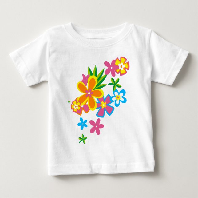 Camiseta Para Bebê Meninas das Flores Havaianas do Hula Celestial (Frente)