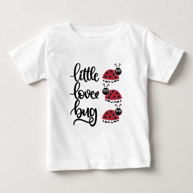 Camiseta Para Bebê Meninas de arte palavra inseto de amor pouco fofo (Frente)