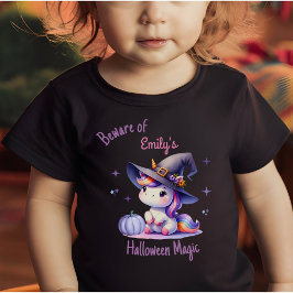 Camiseta Para Bebê Meninas de Unicórnio Fofo no Halloween Personaliza