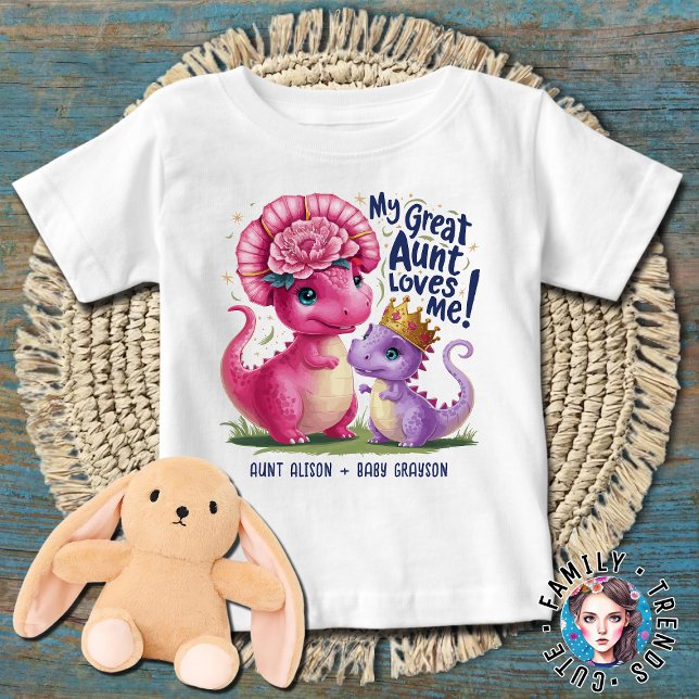 Camiseta Para Bebê Meninas Dinossauros Minha Tia Querida Me Ama (Criador carregado)