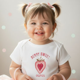 Camiseta Para Bebê Meninas do Morango Aniversário Doce como Fruta