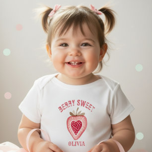 Camiseta Para Bebê Meninas do Morango Aniversário Doce como Frutas
