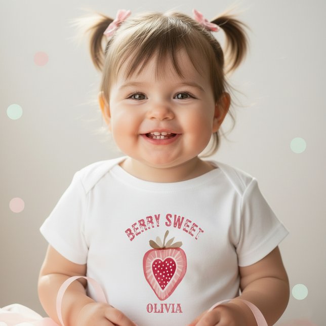 Camiseta Para Bebê Meninas do Morango Aniversário Doce como Frutas (Criador carregado)