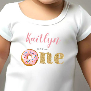 Camiseta Para Bebê Meninas Donut Adoráveis 1º Aniversário