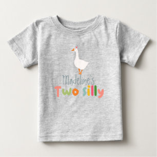 Camiseta Para Bebê Meninas Duas Gansa Boba Aniversário de 2 Anos