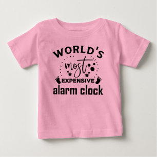 Camiseta Para Bebê Meninas engraçadas arte de palavras relógio desper