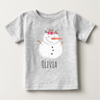 Meninas Flores de Natal Bonitas Snowman e Nome