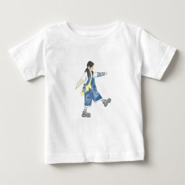 Camiseta Para Bebê Meninas ilustram aquarela (Frente)