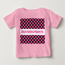 Camiseta Para Bebê Meninas padrão xadrez rosa e preto