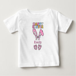 Camiseta Para Bebê Meninas Personalizam o Felz pascoa Coelhinho Rosa
