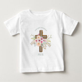 Camiseta Para Bebê Meninas Rosa floral BAUTIZO Batismo Bautismo Nomea