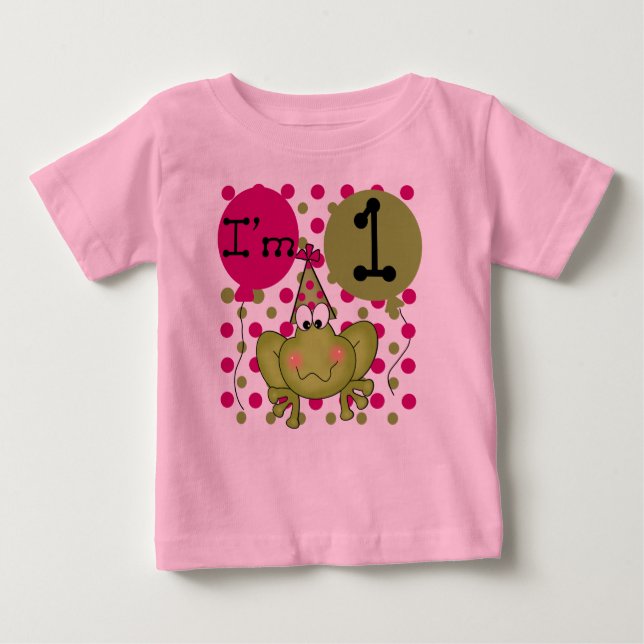 Camiseta Para Bebê Meninas Sapo Primeiro Aniversário (Frente)