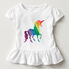 Camiseta Para Bebê Meninas Unicórnio Arco-íris Resfriado Aquarela Cri