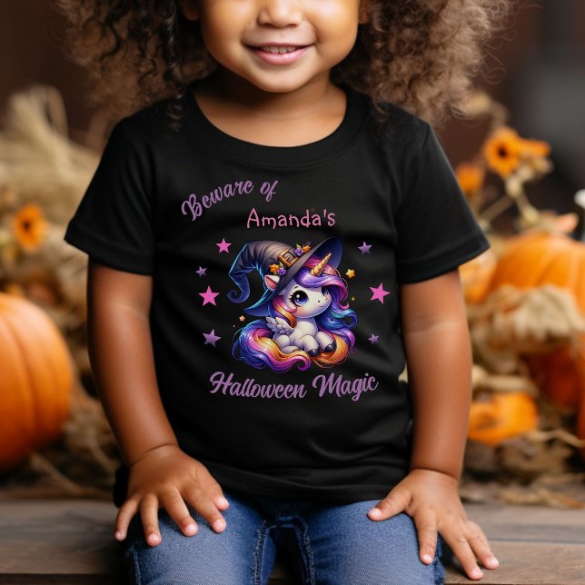 Camiseta Para Bebê Meninas Unicórnio Doce No Halloween Nome Personali (Criador carregado)