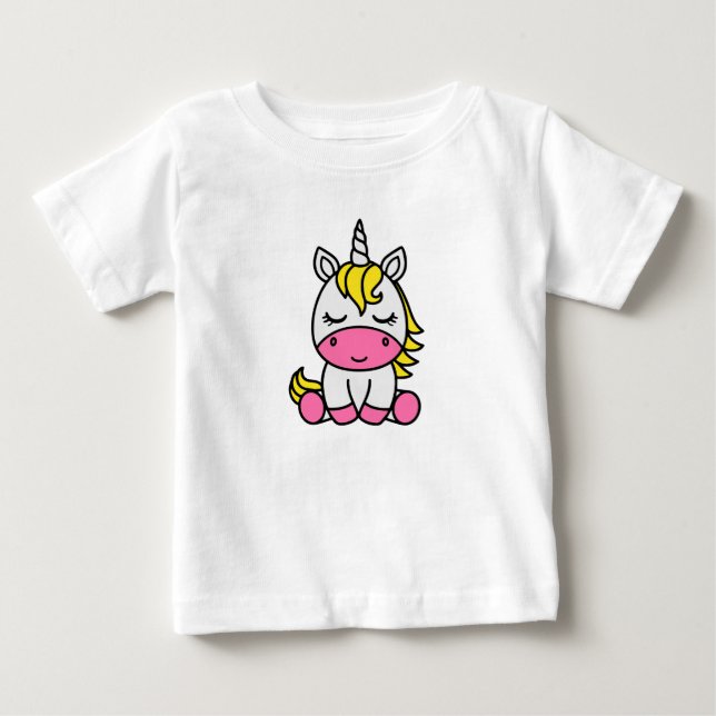 Camiseta Para Bebê Meninas Unicórnio Pônei (Frente)