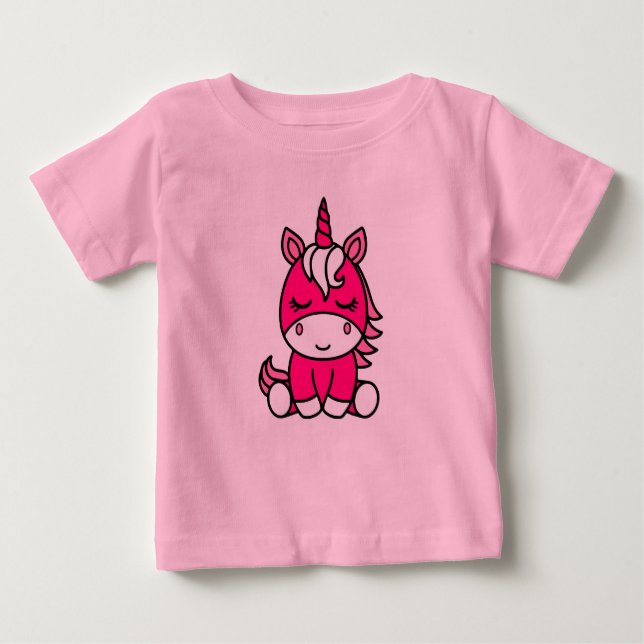 Camiseta Para Bebê Meninas Unicórnio Pônei (Frente)