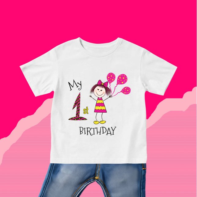 Camiseta Para Bebê Menininha com balões (Criador carregado)