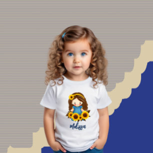 Camiseta Para Bebê Menininha com girassóis