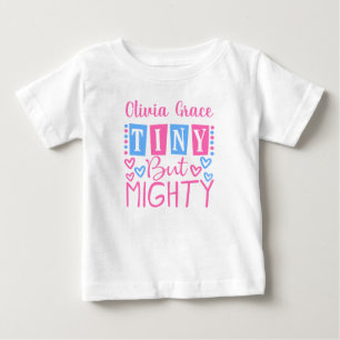 Camiseta Para Bebê Menininha, mas poderosa moça rosa-azul personaliza