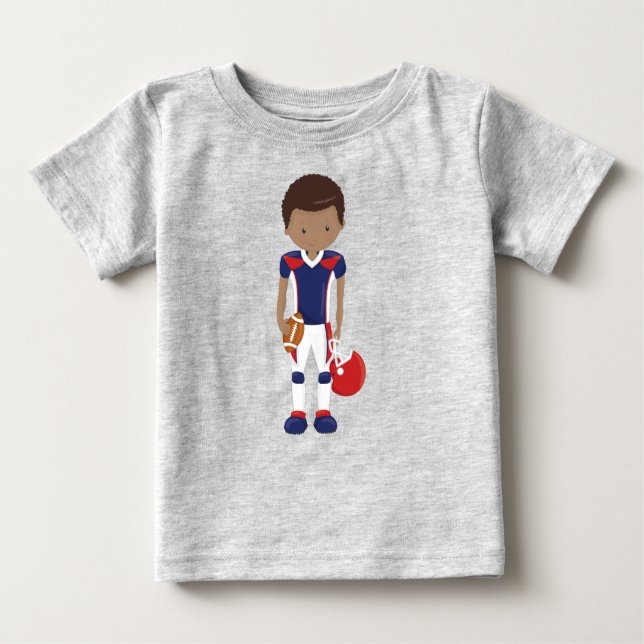 Camiseta Para Bebê Menino Afro-Americano, Esporte de Equipe, Jogador  (Frente)