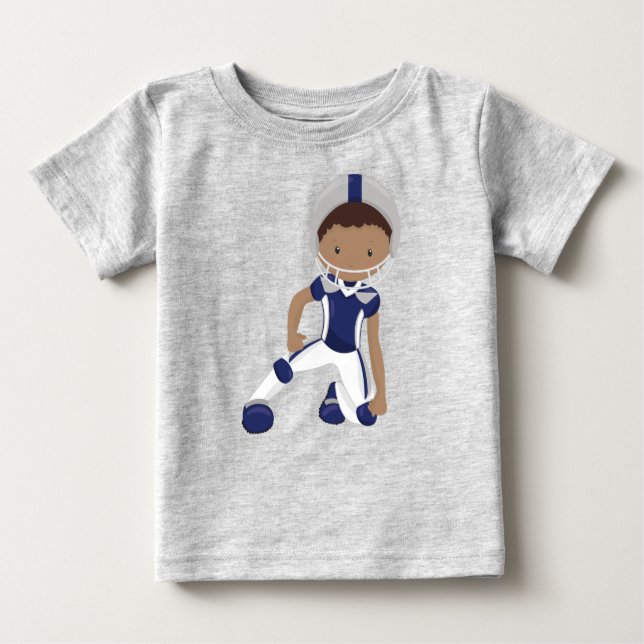Camiseta Para Bebê Menino Afro-Americano, Rugby, Futebol Americano (Frente)