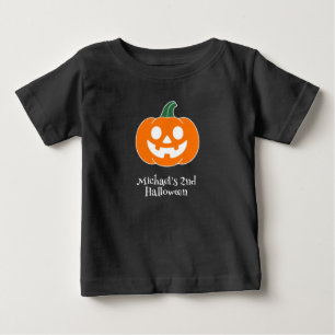Camiseta Para Bebê Menino Bebe Abobora de Halloween