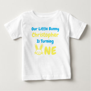 Camiseta Para Bebê Menino Coelhito 1º Aniversário