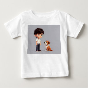 Camiseta Para Bebê Menino com arte de cão