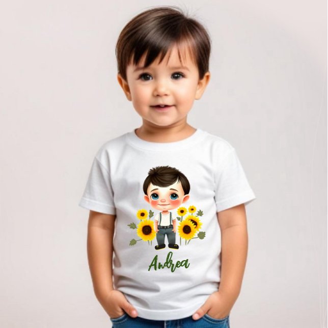 Camiseta Para Bebê Menino com girassol (Criador carregado)